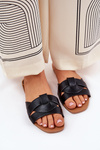Flat Women's Slippers With Intertwining Straps Black Selaenor