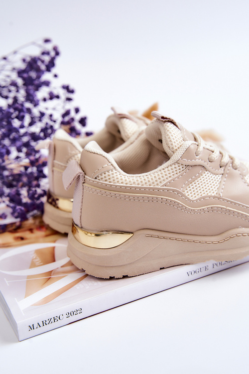 Sportowe Buty Sneakersy Dziecięce Beżowe Kizzie