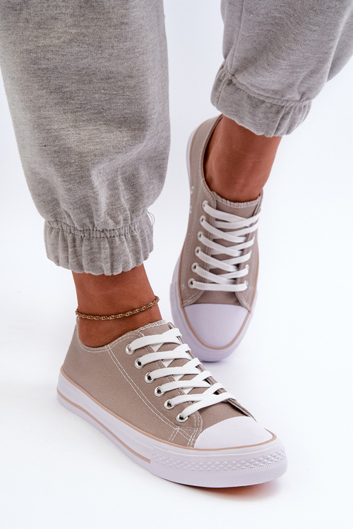 Women's Fabric Classic Low-Top Sneakers Dark Beige Lennabella