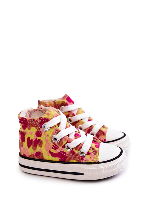 Children's High Sneakers With A Zipper Pink-Yellow Filemon