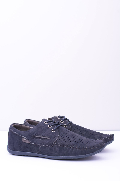 Navy Blue Knitted Men's Emire Moccasins