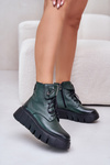 Zazoo 60511 Leather Women's Boots On Platform Insulated Dark Green