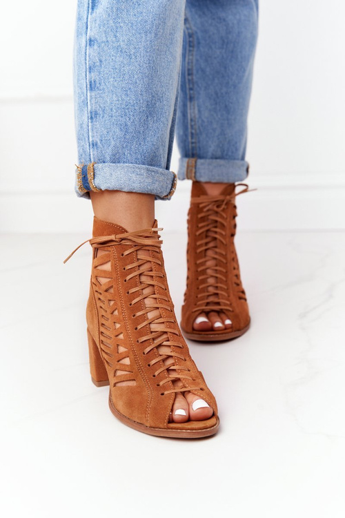 Suede Openwork Boots Maciejka Camel 04040-29