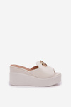 Platform And Wedge Sandals With Decoration White Nanessia
