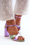 Eco Leather Sandals with Chunky Heel Purple Abilica