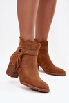 Women's Block Heel Boots with Fringes Camel Rosabella