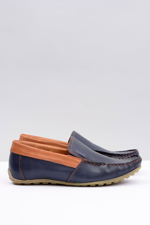 Neex | Navy blue Leather Men's slip-on Pardon moccasins