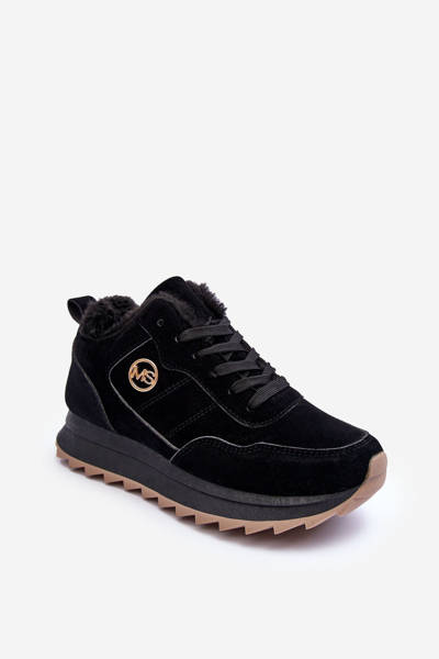 Leather Sport Shoes With Platform Insulated Black Adite
