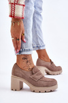 Arabell Suede Chunky Heel And Platform Shoes Dark Beige