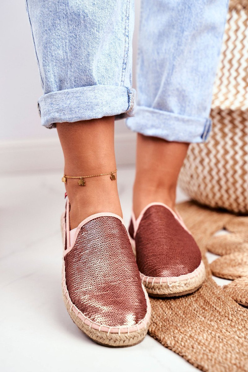 Espadryle Opalizujące Cekiny Big Star Różowe DD274A163