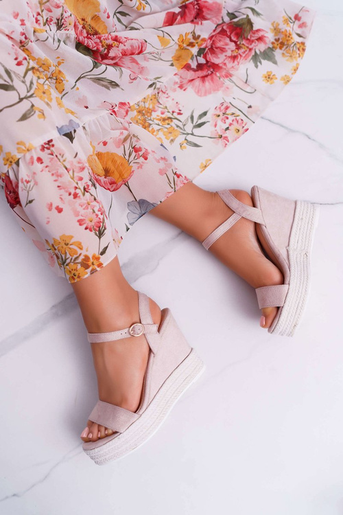 Ladies' Platform Sandals Linen Beige Liviana