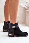 Warm Women's Boots on Flat Heel with Golden Detail Beige Ravasira