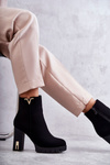 Women's Boots On High Heel With Decoration Black Teruko