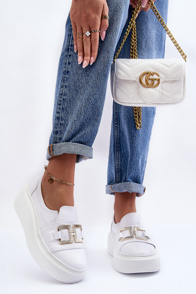 Women's Leather Platform Shoes White Lewski 3398/2