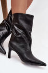 Slip On Women's Ankle Boots On Heel From Eco Leather Black Norell