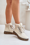 Women's Insulated Ankle Boots Lace-up Beige Mevanisa