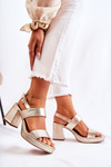 Fashionable Leather High Heel Sandals Maciejka 05522-25 Golden
