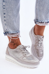 Leather Sport Shoes with Perforation S.Barski AL22246 Silver