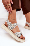 Women Fabric Sandals On Platform Beige Leriot