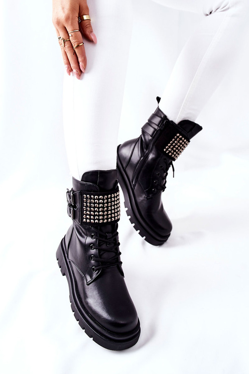 Women's Worker Boots With Studs Eveis