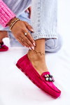 Women's suede loafers with decorations Fuchsia Janetta