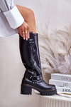Leather Knee High Women's Boots Black Lewski 3432