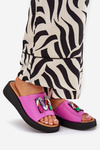 Ladies Leather Slippers With Decoration Fuchsia Asames