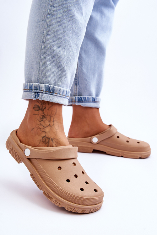 Kroksy Damskie Gumowe Brązowe Rabios