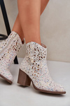 Perforated Ankle Boots On Block Heel Multikolor Nurissa