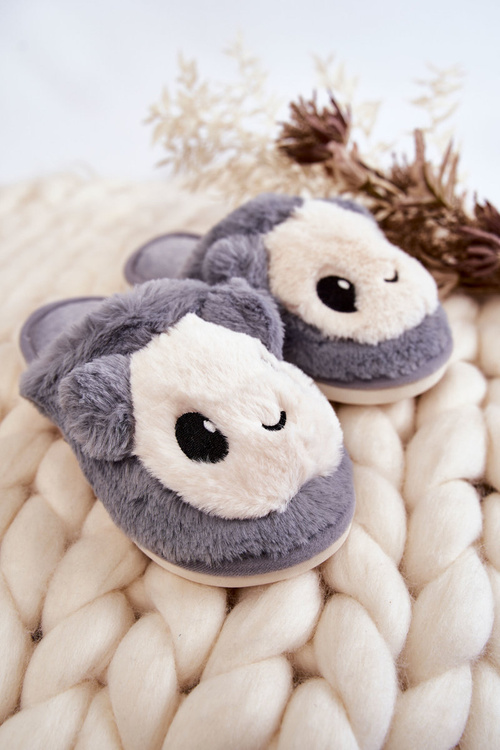 Children's fur slip-on slippers Gray Alize