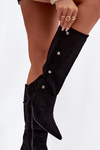 Women's Boots On Heel With Decorative Details Black Hovelle
