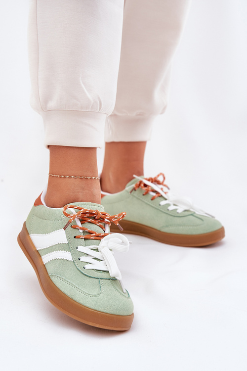 Sneakersy Damskie Niskie Z Podwójnym Sznurowaniem Zielone Ventus