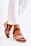 Wedge Sandals With Braids Pink Tenerife