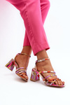 Patterned Sandals with Stiletto Heel Purple Jenglla