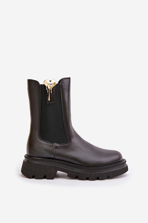 Leather Chelsea Boots with Decoration CheBello 4537 Black