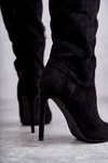 Classic Suede Black Boots On A Black Ameya