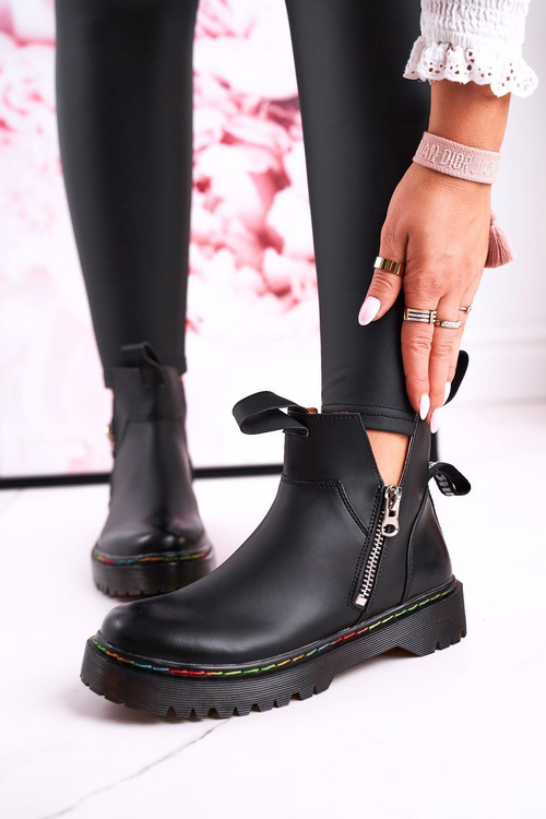 Women's Chelsea Boots With Colorful Stitching Black Addison