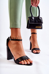 Classic Leather Sandals On A Bar Black Sallen