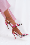 Embellished High Heels Sandals With Roses White Vevessa