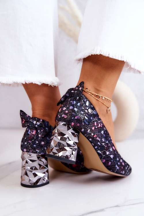 Leather Pumps On A Bar Maciejka 05334-15 Navy Blue