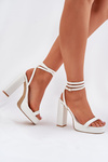 Women's Heeled Sandals With Strap White Fevenne