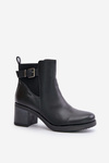 Warm Heeled Boots Eco Leather With Buckle Black Eriliana