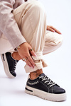 Comfortable Women's Sport Shoes On The Platform Black And Beige Devan