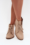 Leather Ankle Boots With Flat Heel Beige Zazoo 2964