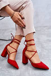 Classic Tied Suede Pumps Red Lucira