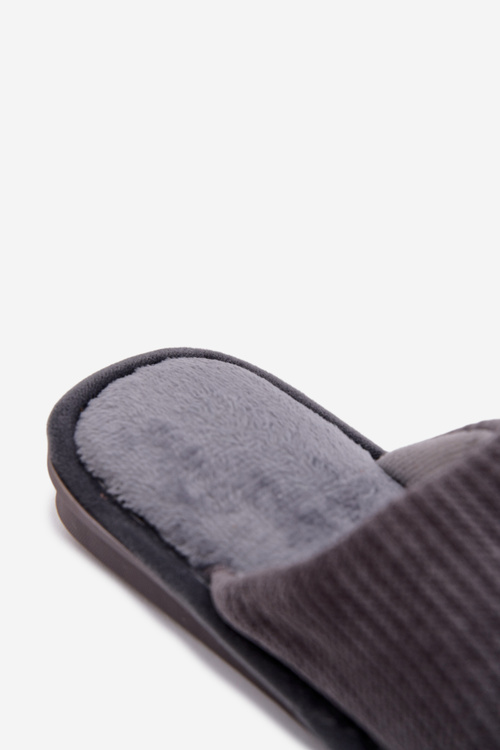 Men's slippers with embroidery gray Presine