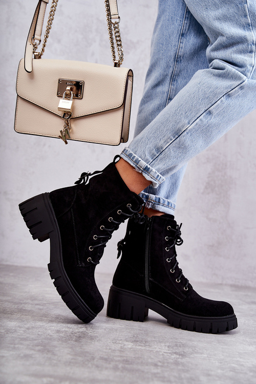 Women's Suede Warm Boots With Zipper Black Emilien