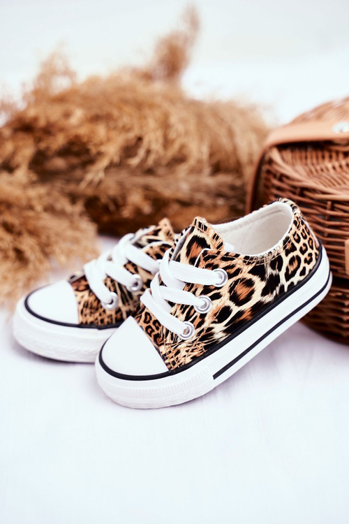 Children's Sneakers With Leopard Print Camel Berni