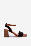 Women's Black Faux Suede Heeled Sandals by Ronvia