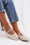 Women's Ballerinas with Strap and Buckle Beige Janelor